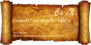 Csanády Nikétás névjegykártya